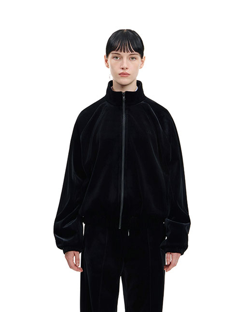 BLACK VELVET SIDE-STRIPED TRACK JACKET