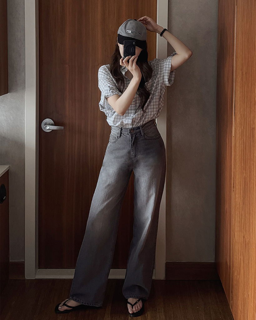 SLOWMADE.グレーウォッシュデニムパンツ | ファッション通販サイト NUGU