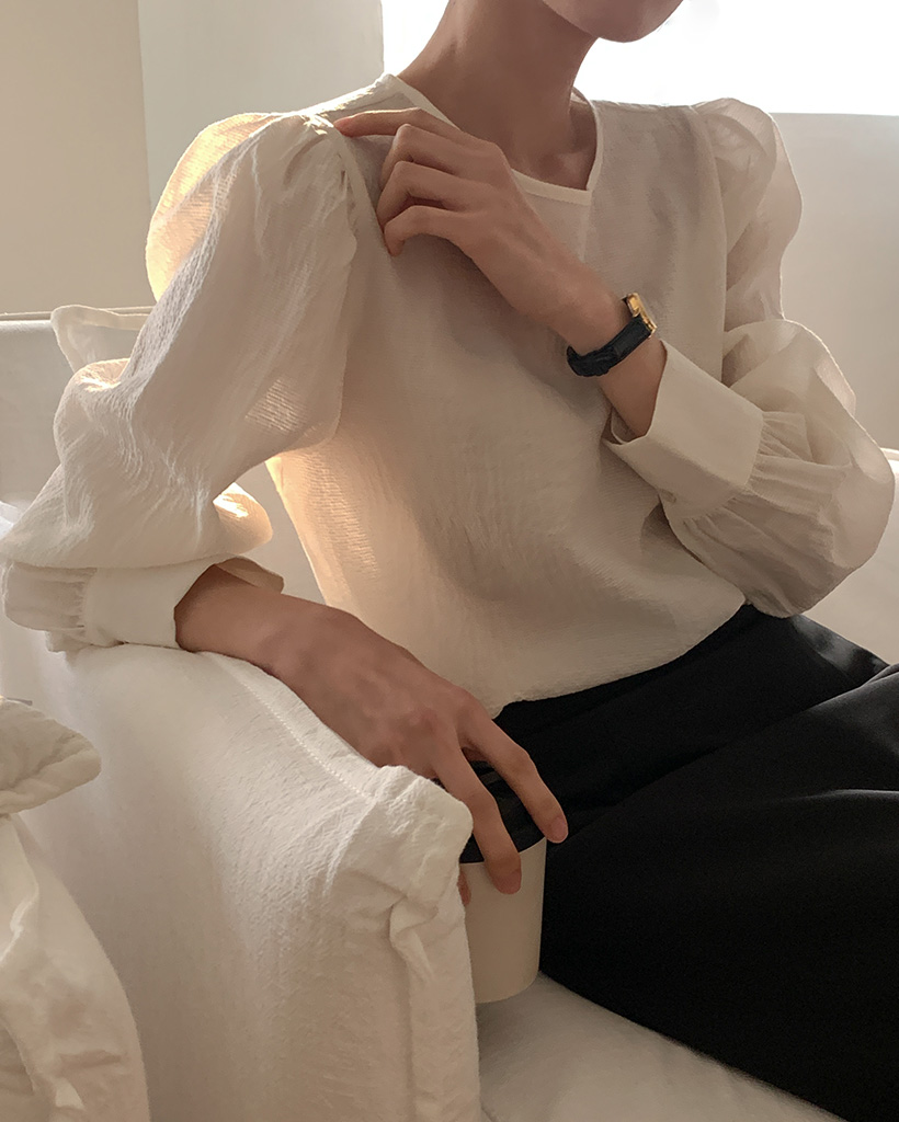 [made] Lemona round puff blouse