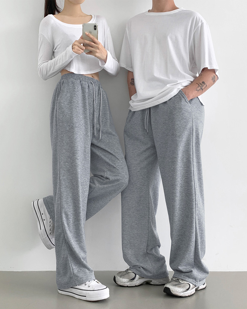 6color) ベーシックロングワイドゴムトレーニングパンツ