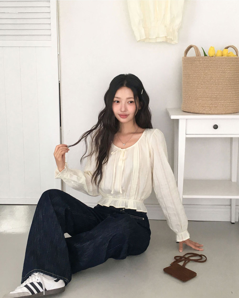 ORIGINAL]ロア、フリル長袖ブラウス | ファッション通販サイト NUGU