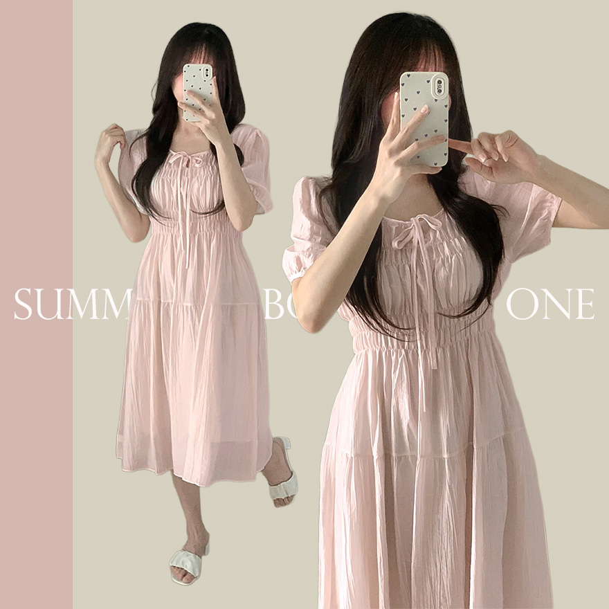 ハート柄ワンピース　nugu シャーリングハートネックキャミソールワンピース(3color