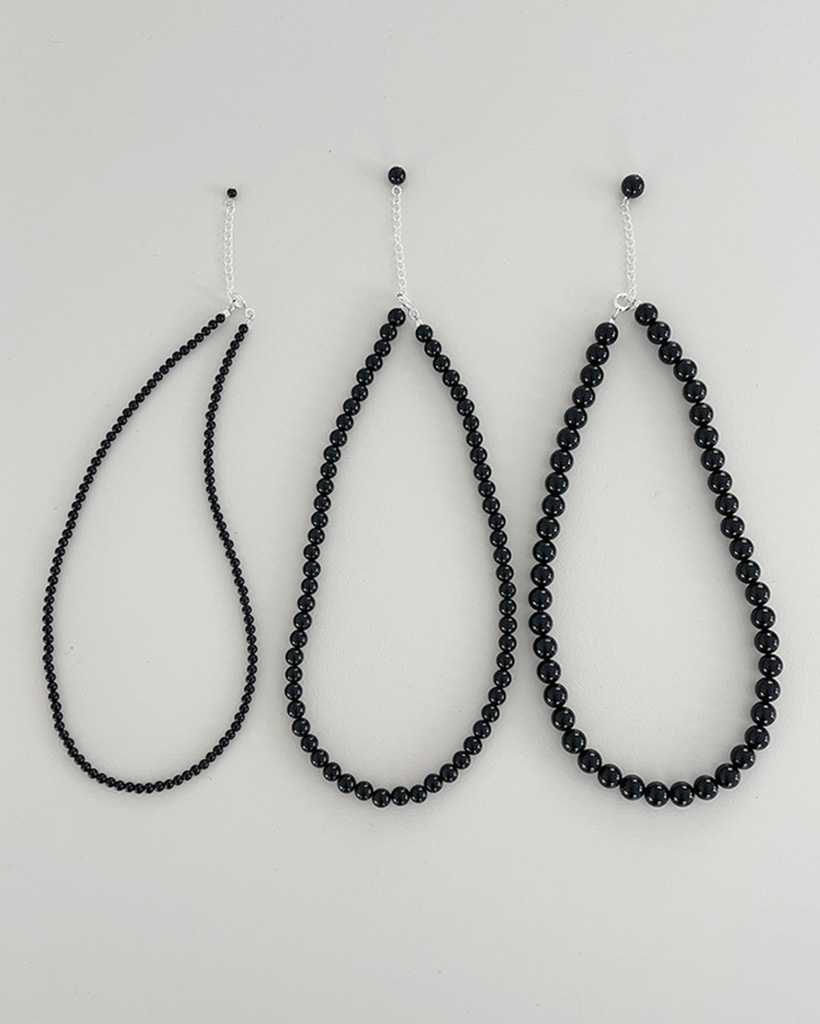 シルバー92.5ブラックオニキスネックレス(3size) | ファッション通販