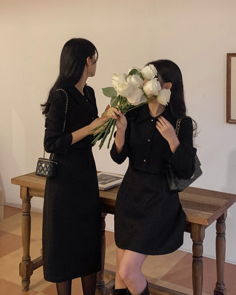 [made] Adele Bouquet Tweed A-line Dress