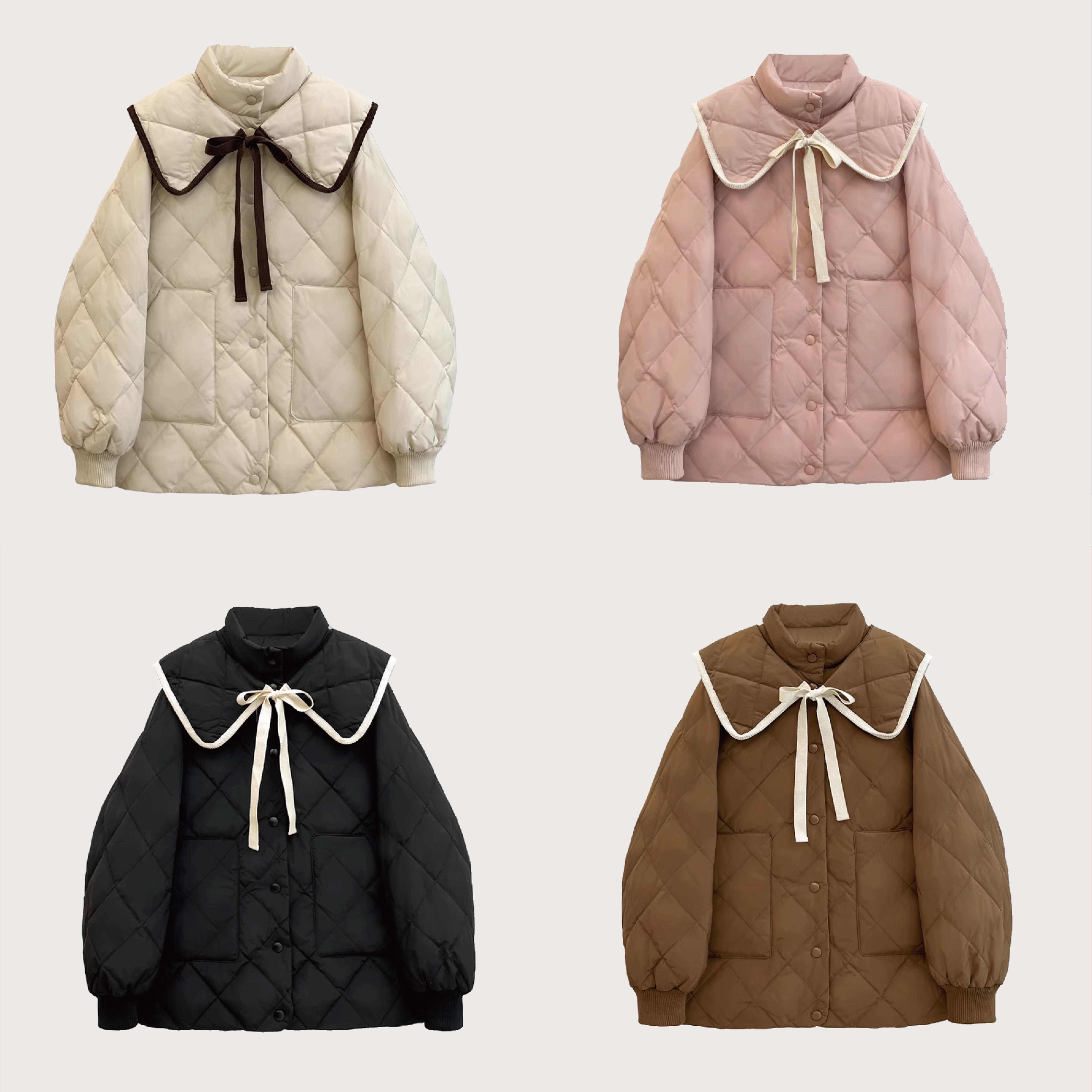販売停止】キルティングレースリボンダウンジャケット | ファッション