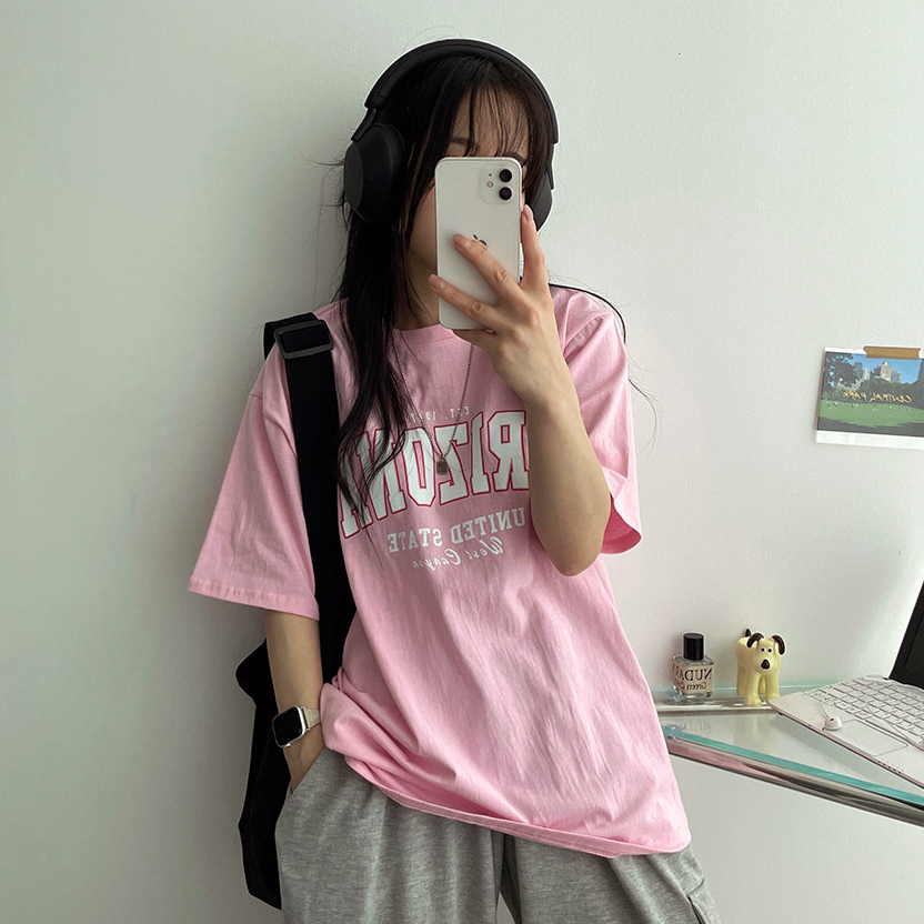 【enzoblues】(韓国) BRUNCH T-Shirt Ivory ラウンド Tシャツ 3colors/オーバーサイズ Tシャツ センターロゴ デザイン