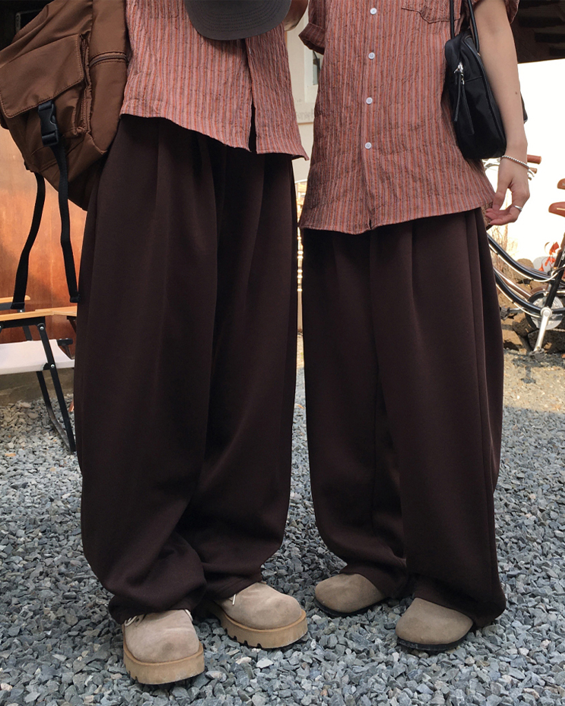 (UNISEX)ワイドウエストゴムパンツ