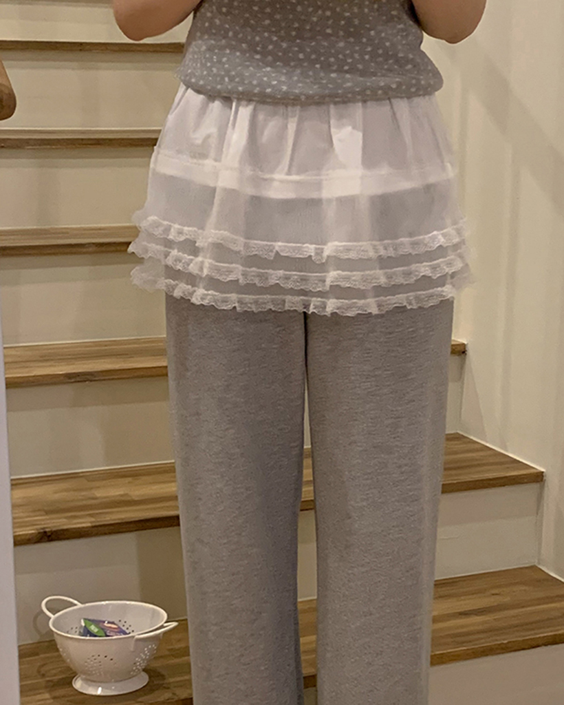 ティアードレースゴムレイヤードミニスカート