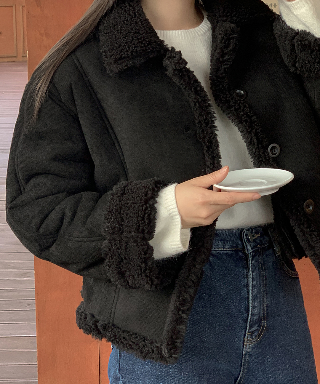 ウール スエード ムートン ジャケット