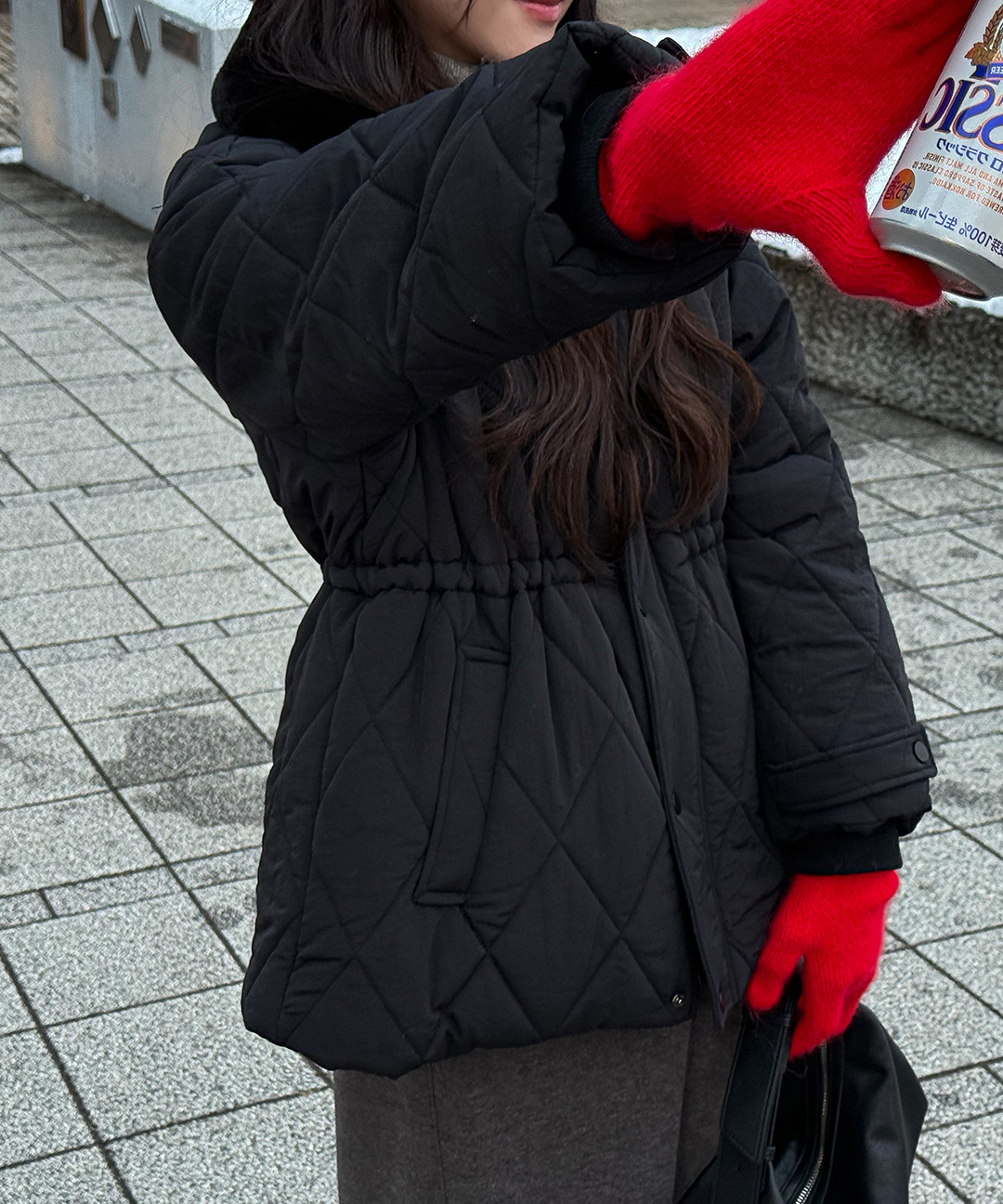 [original] キルティング ファー ハーフ ダウン ジャンパー (S-XL)