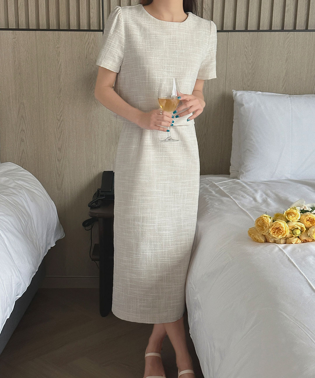 オケージョン】[original/SXL]半袖ツイードワンピース | ファッション