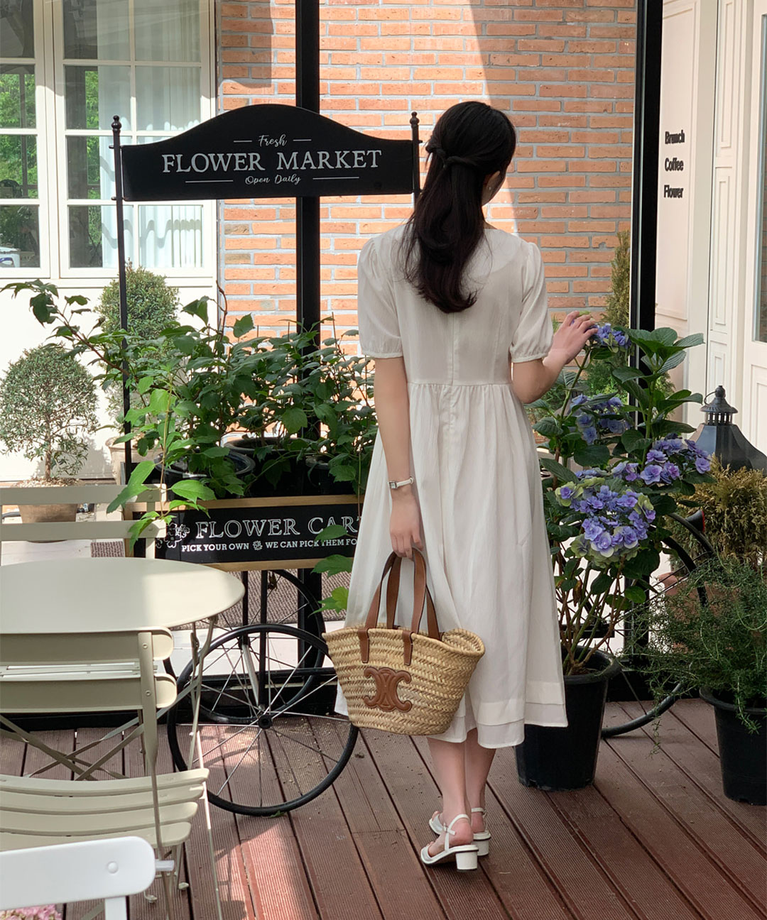 オケージョン】[original/S-XL]シアサッカースクエアネックワンピース