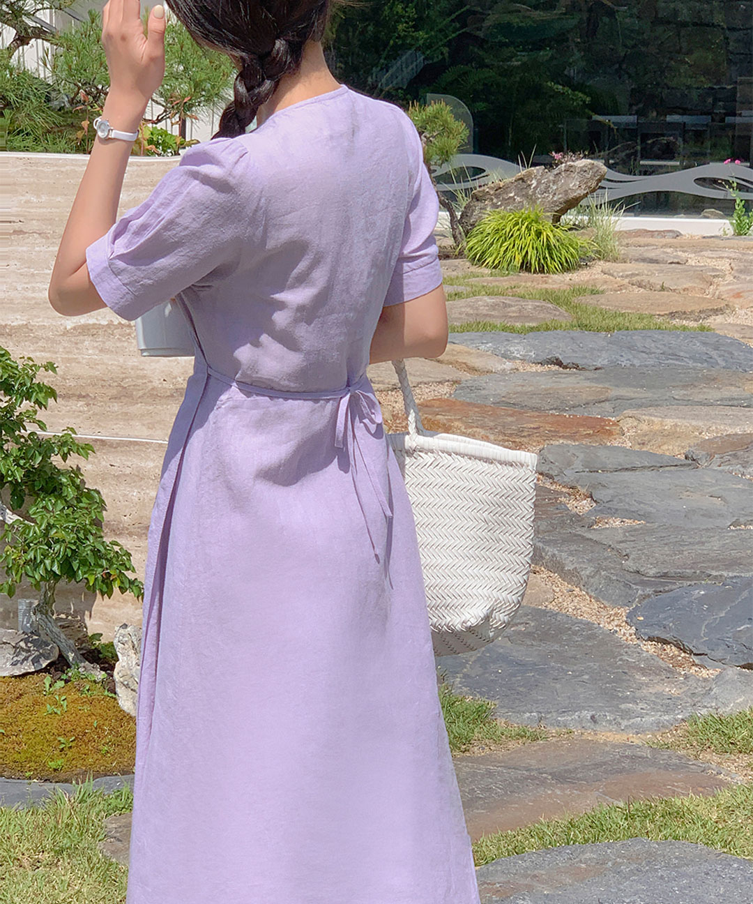 original/S-XL]リネンVネックラップワンピース | ファッション