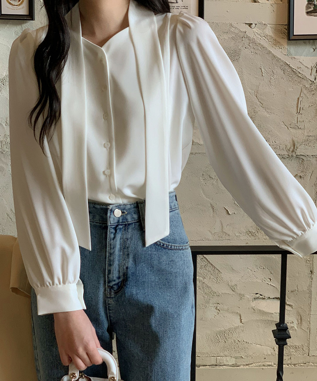 オケージョン】[original/S-L]Vネックタイブラウス | ファッション通販