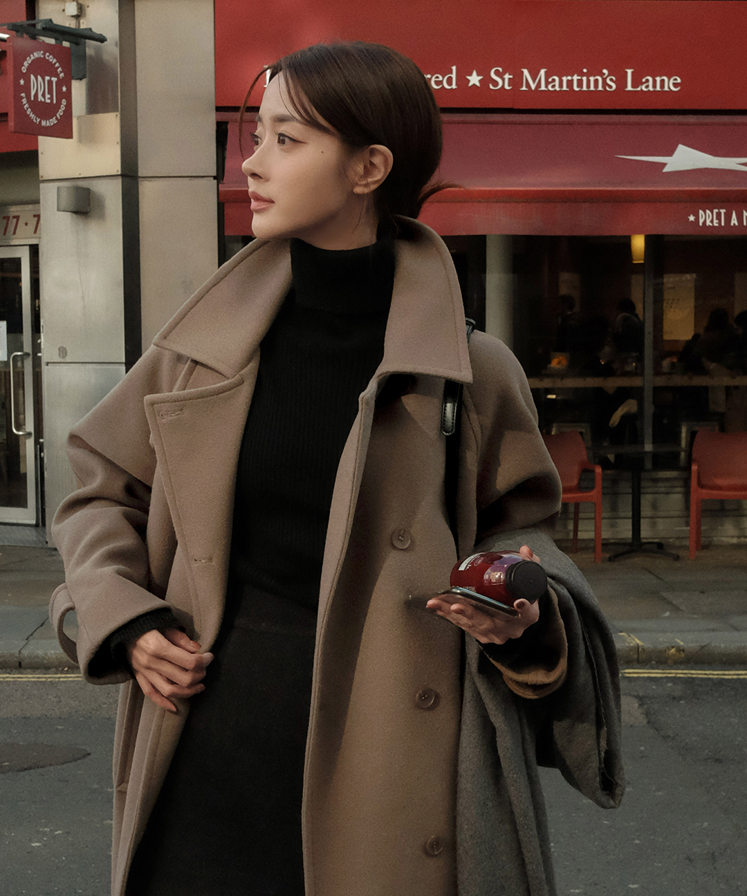 original] ハイネック ビジョ ダブル ウール オーバーフィット ロング