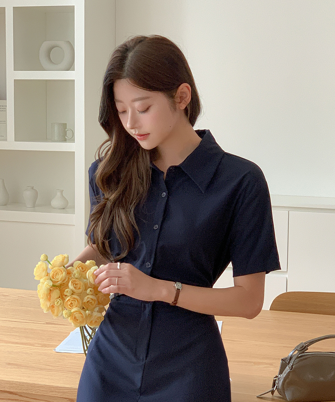 オケージョン】[original/S-XL]ベルトタック入りシャツ