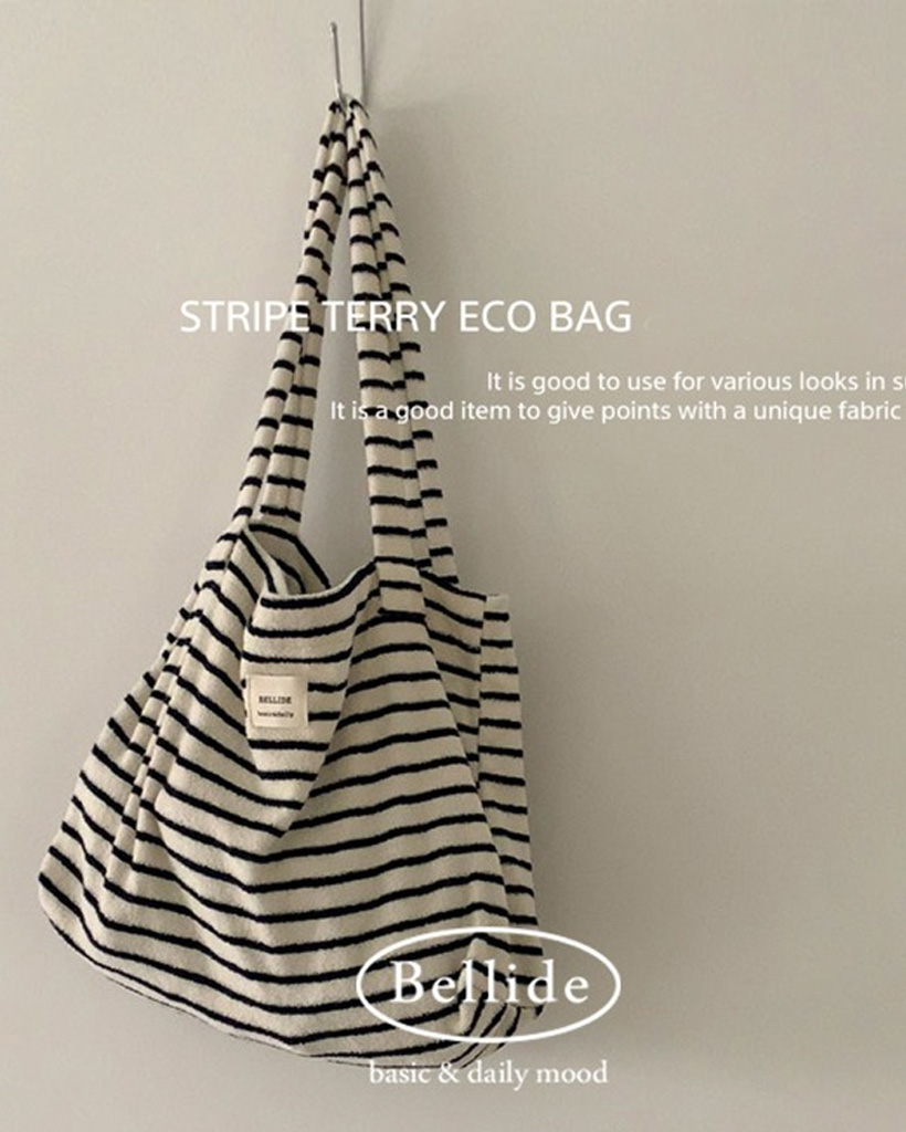ORIGINAL) テリーストライプエコバッグ&ショルダーバッグ