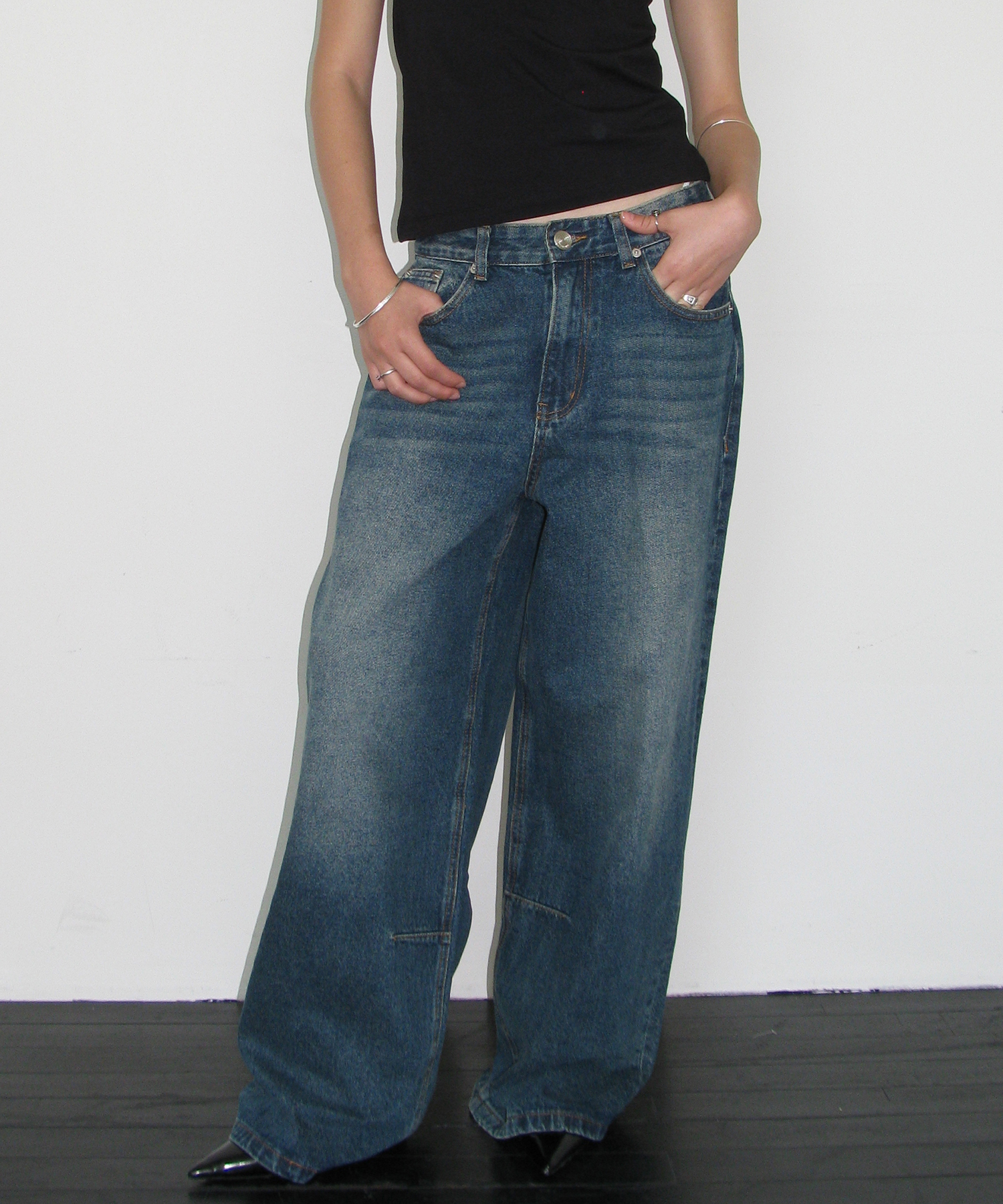 Vintage Wide Denim Pants [Washed Blue]
