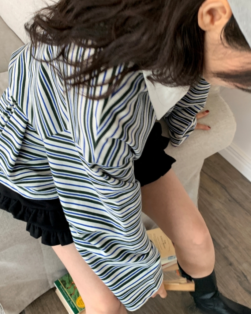 オーバーサイズボーダー長袖ポロシャツ | ファッション通販サイト NUGU