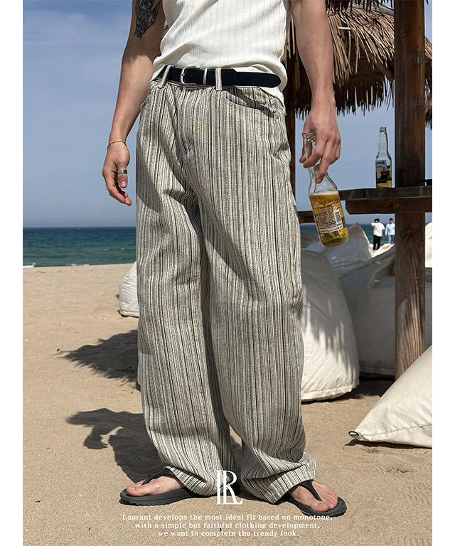 [original][4SEASON] Need stripe wide pants(2color)