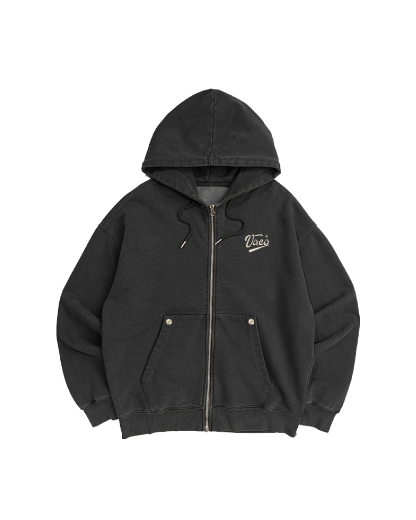 新品❤️CPG ロゴ入り半袖 ブラック BIG GOTHIC CUT OFF PIGMENT ZIP-UP HOODIE [CHARCOAL] | ファッション