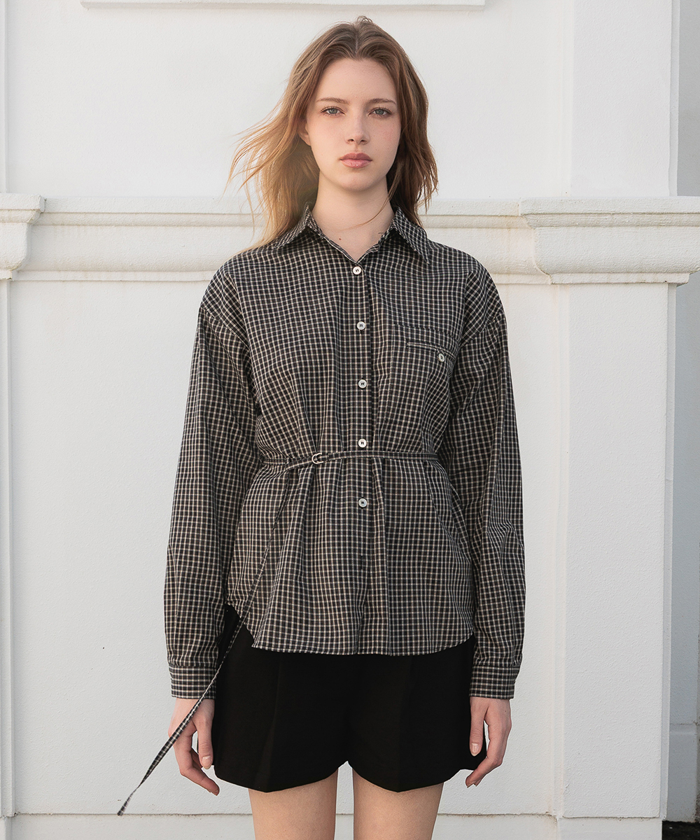 Strap Point Check Shirt [Black]