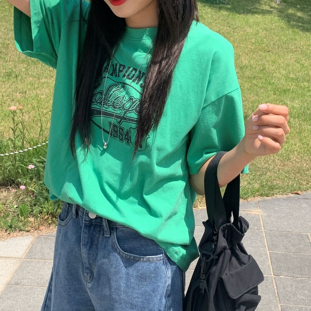 ヴィンテージレタリング夏半袖Tシャツ2color