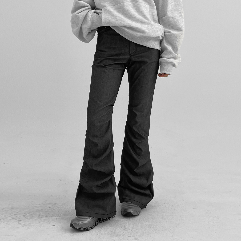 チェニングローウエストブーツカットデニムパンツ