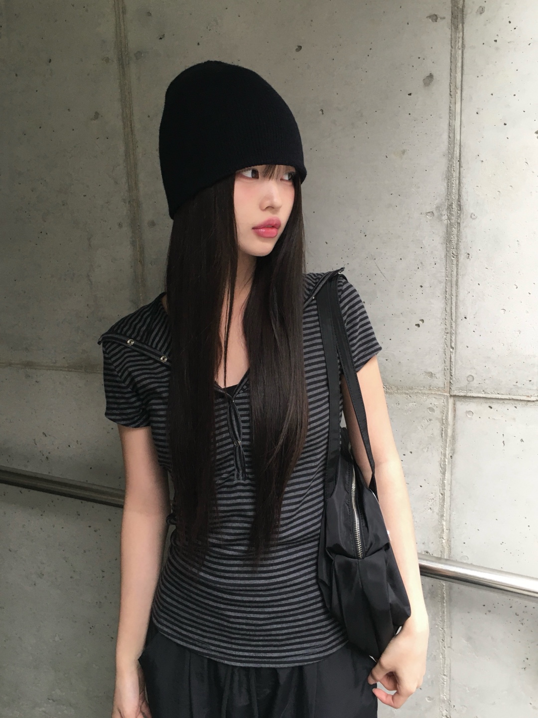フードボタンボーダー半袖Tシャツ | ファッション通販サイト NUGU