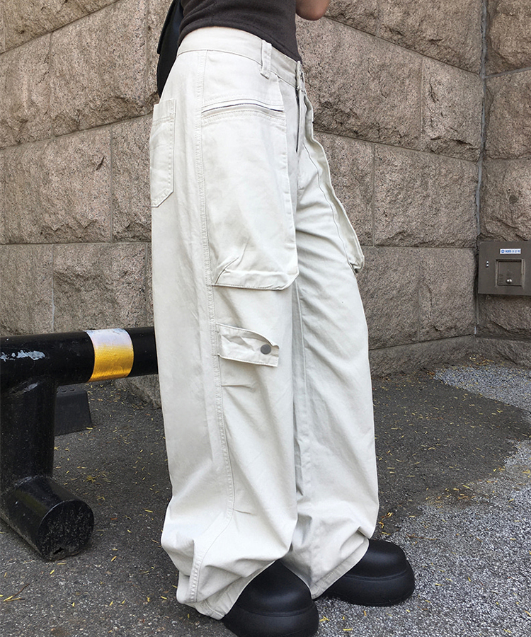ビッグポケット膝ダーツカーゴワイドパンツ | ファッション通販