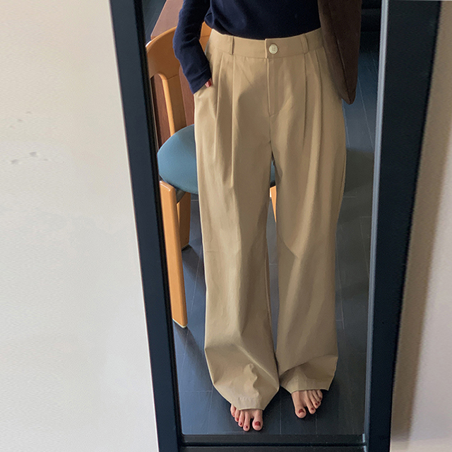 [4color]コットンタック入りワイドチノパンツ