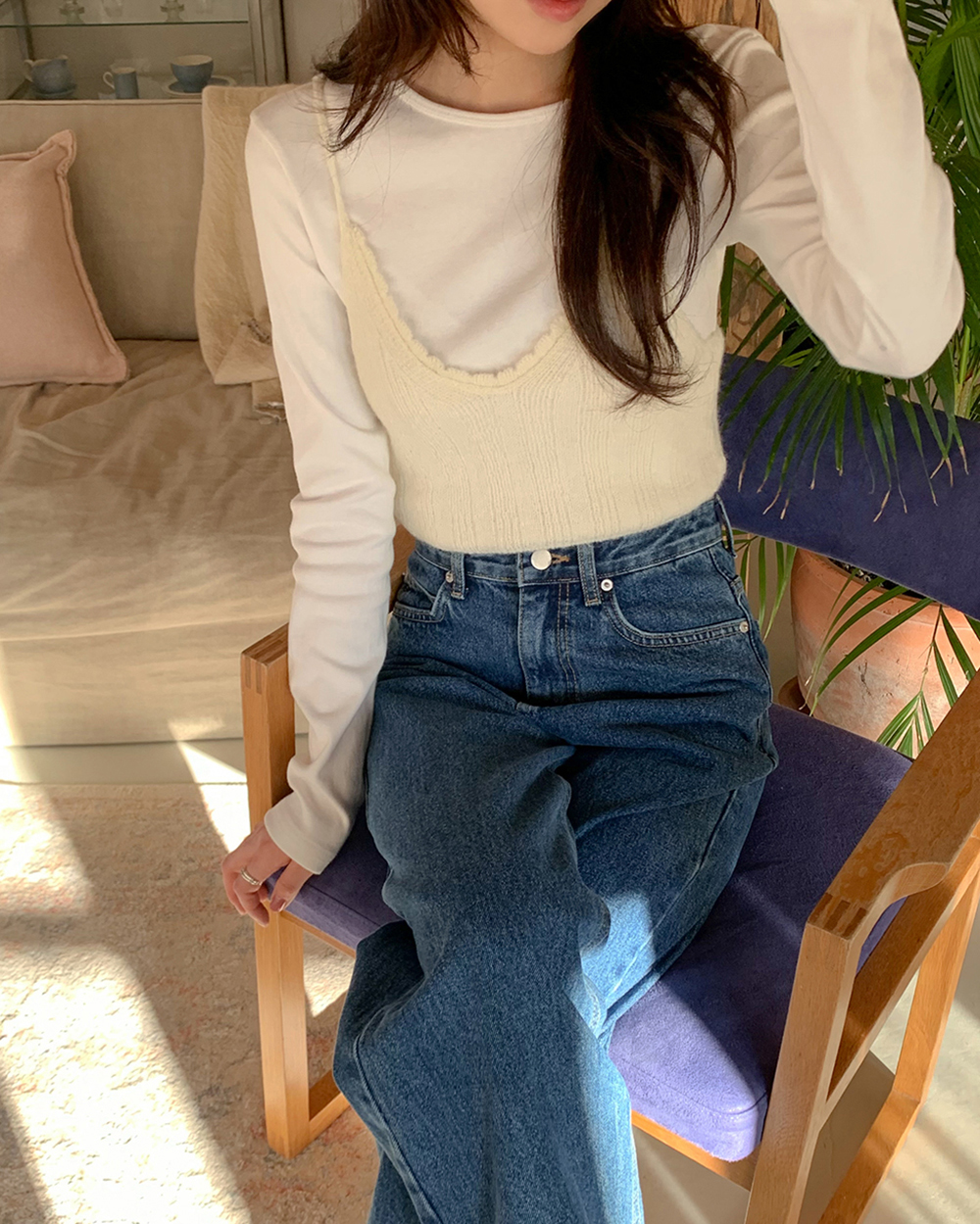 モヘアクロップドウールビスチェニット