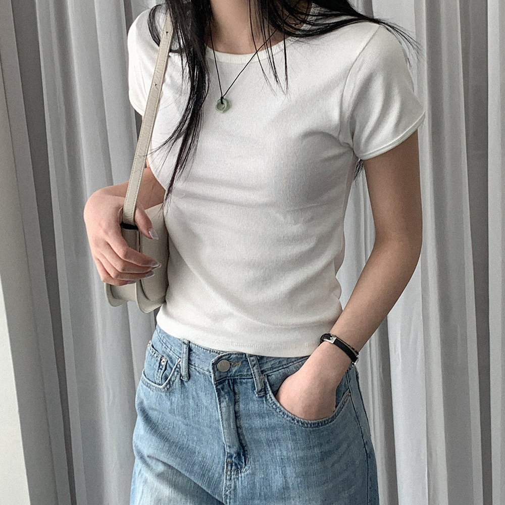 モダールリブ半袖Tシャツ