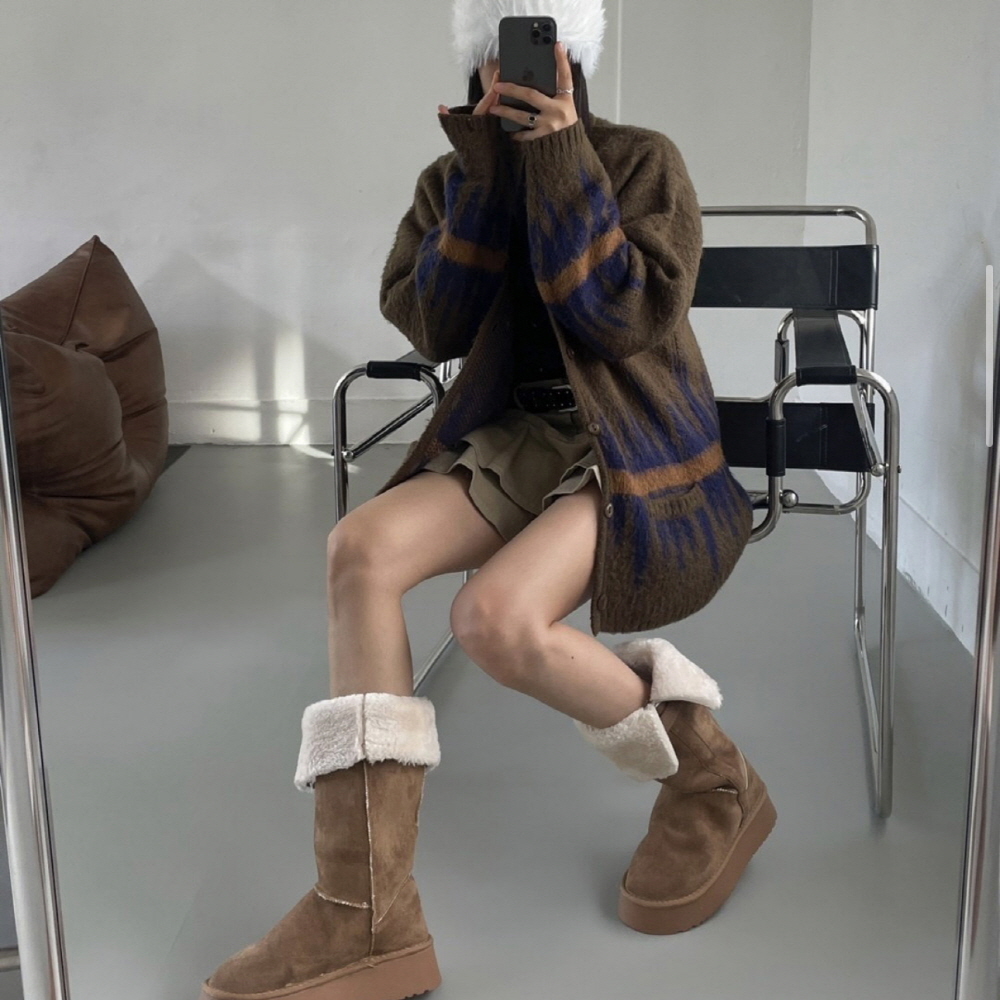 4cm]2WAYバックルボア厚底ムートンロングブーツ | ファッション通販