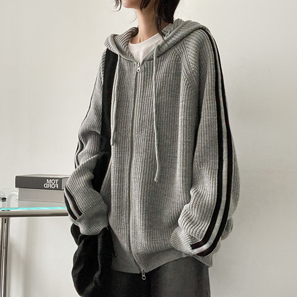 ラインルーズフィットニットパーカー(4color) | ファッション通販