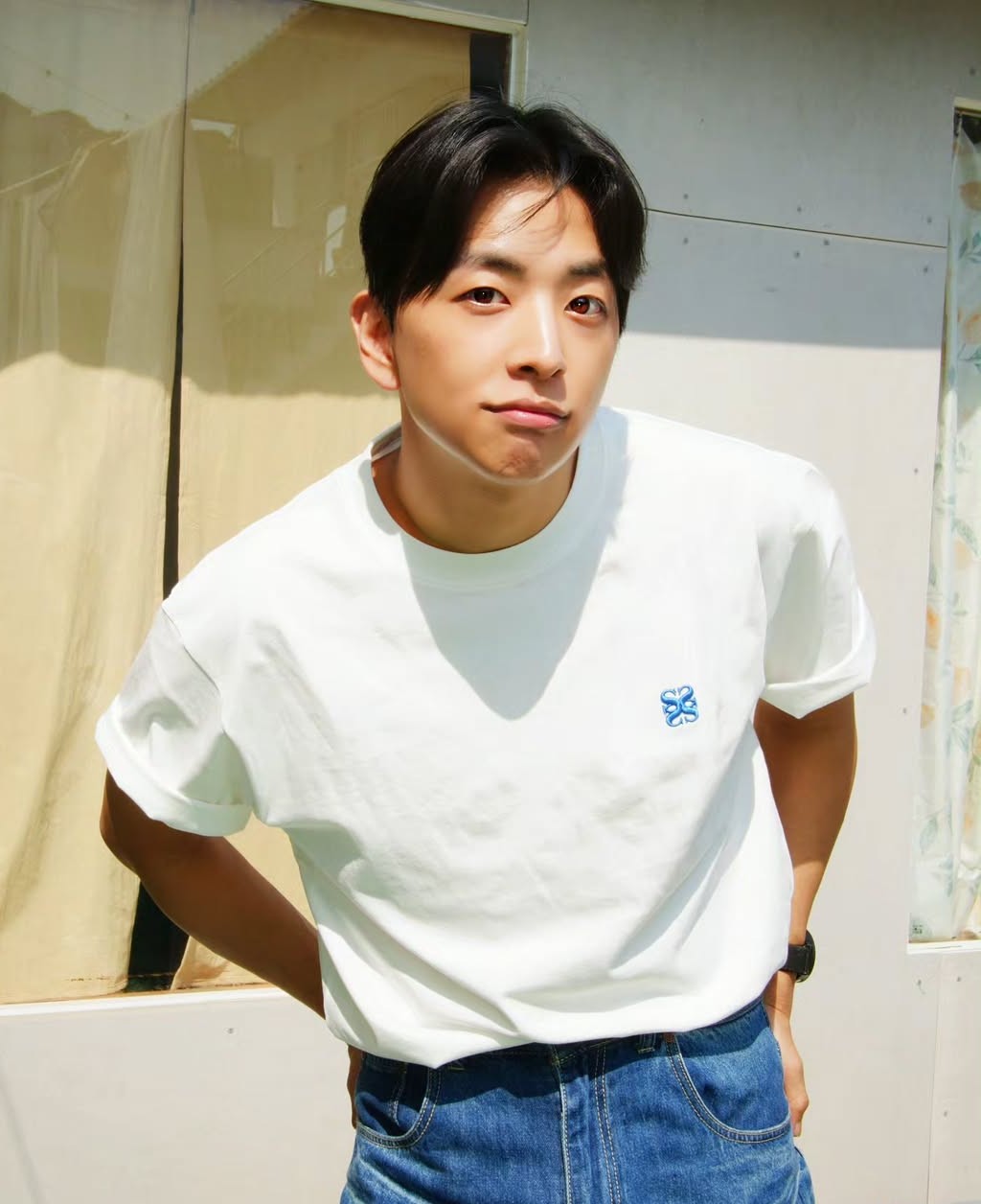 Tシャツ・カットソー SATUR (W) All Day Slub T-Shirt 4FK1127 W) Satur All Day T-Shirt - White Blue | ファッション通販