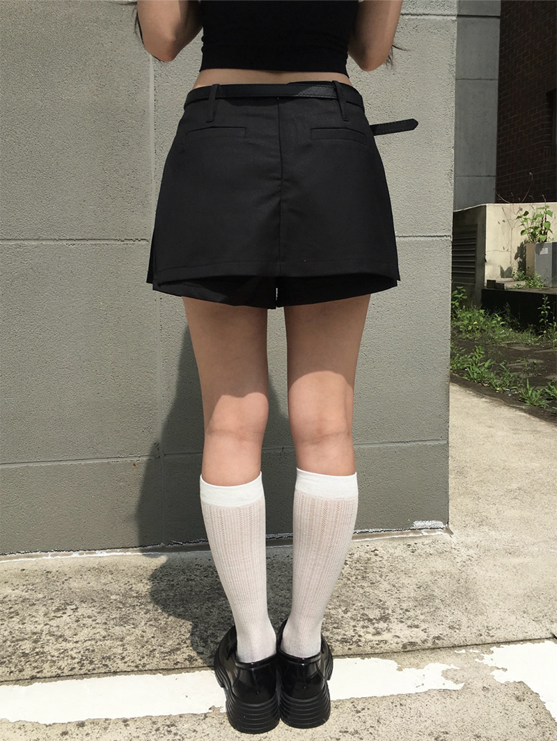 ローライズサイドスリットラップ風ミニスカートパンツ
