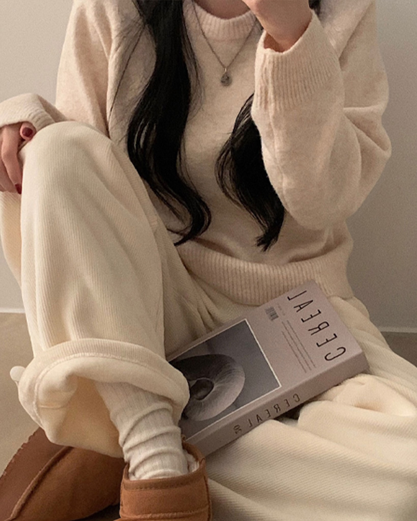 コーデュロイストリングワイドスウェットパンツ