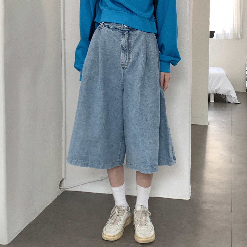 タック入りデニムハーフパンツ | ファッション通販サイト NUGU