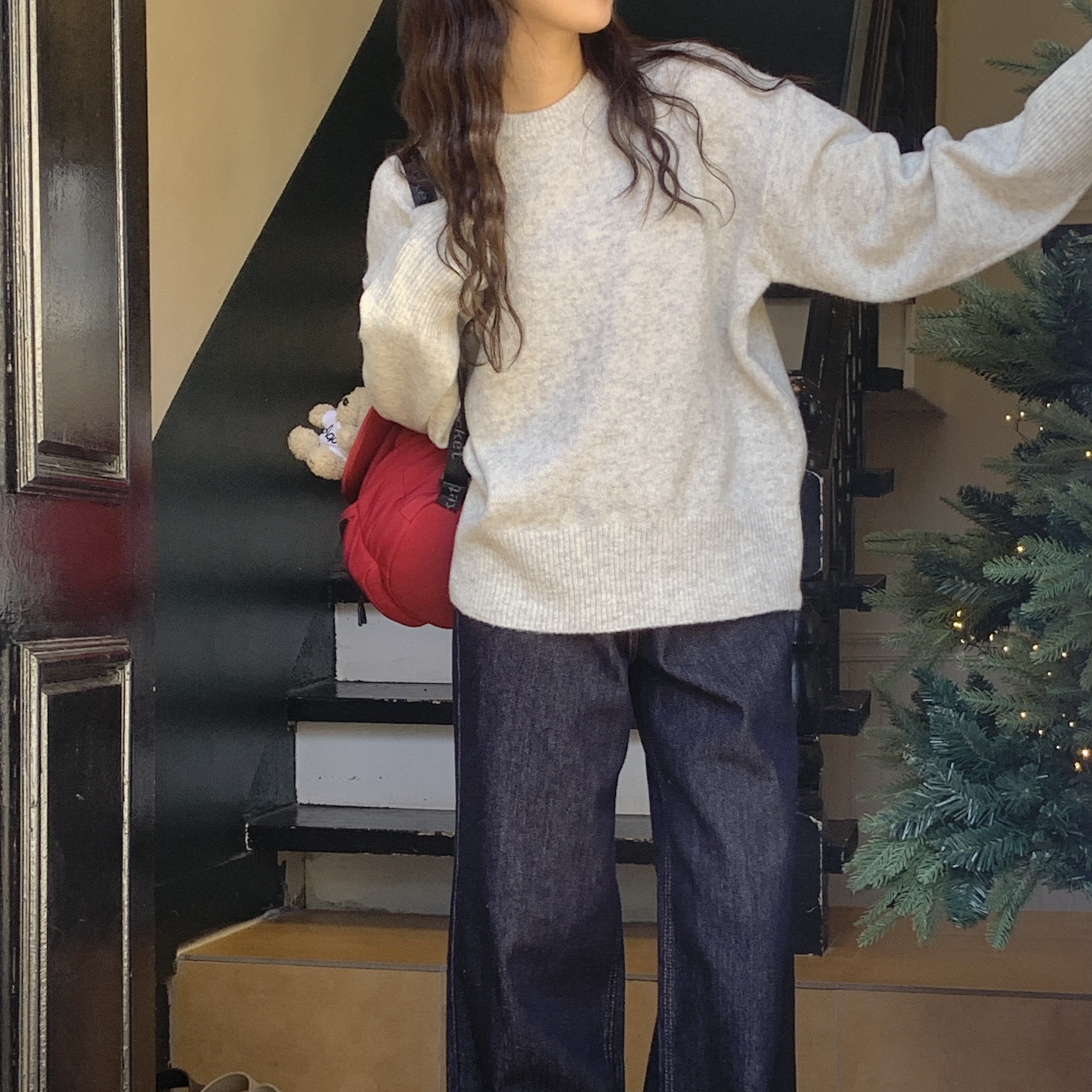 【新品未使用品】TFW49 ネイビー ラウンドネックニット　M trim_ofkss_item5f580100a72711e