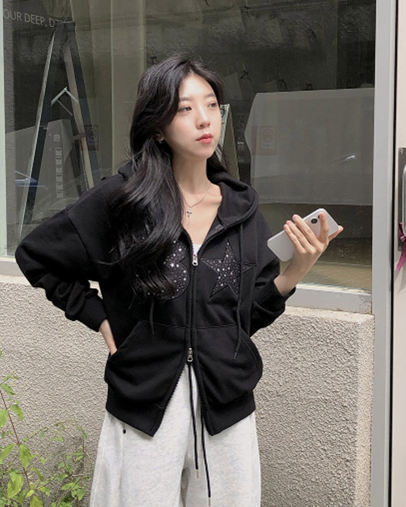 [2way]星フード付きジップパーカー