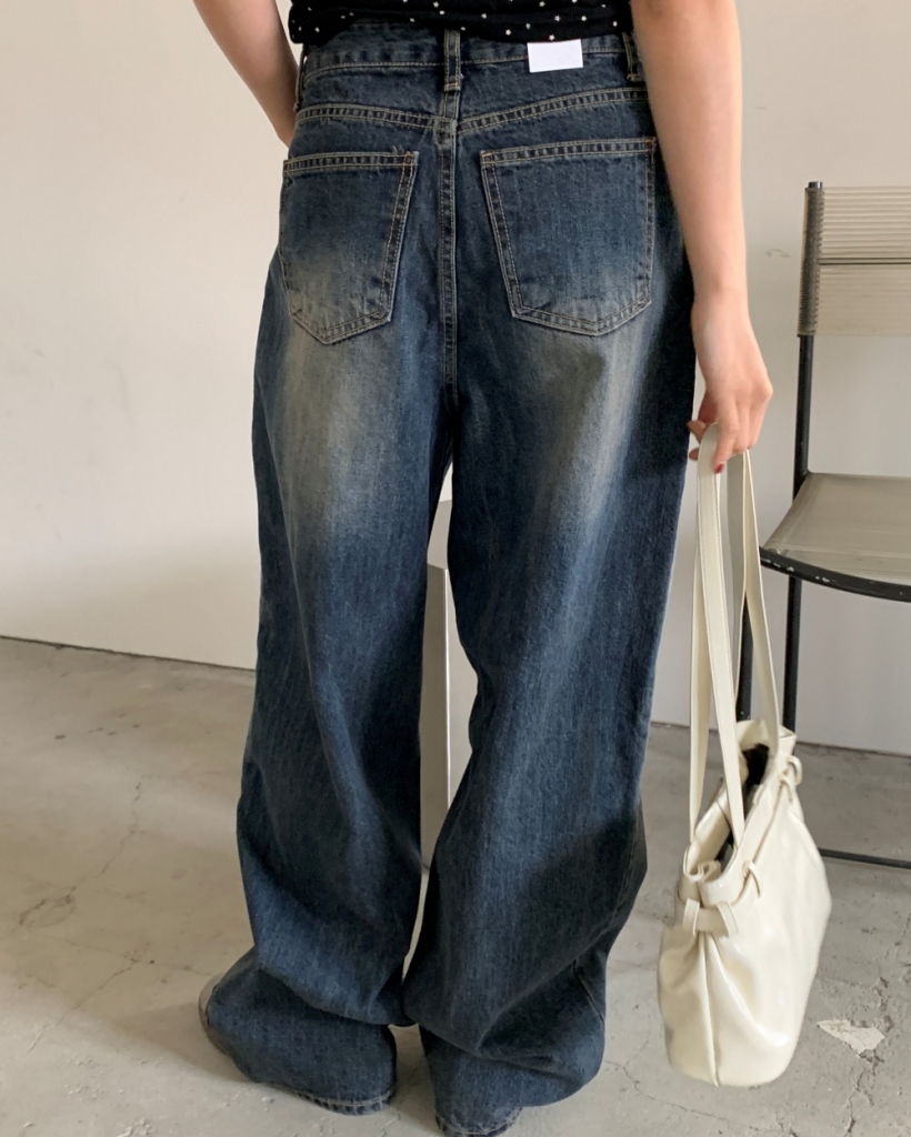 ヴィンテージウォッシュワイドデニムパンツ | ファッション通販