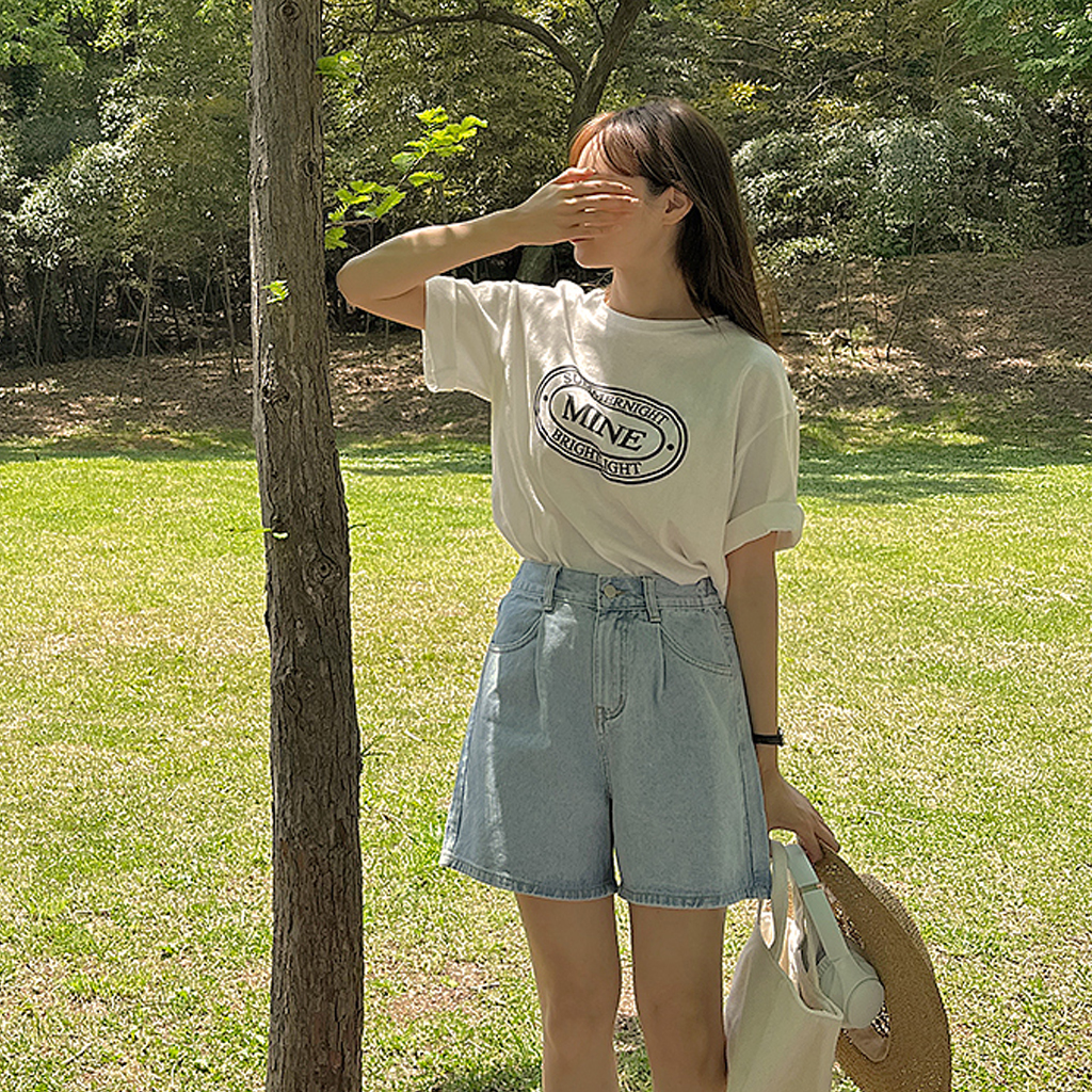 バックゴムデニムショートパンツ
