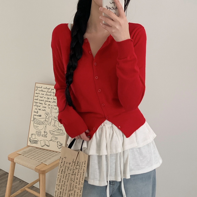 2WAYUネックニットカーディガン