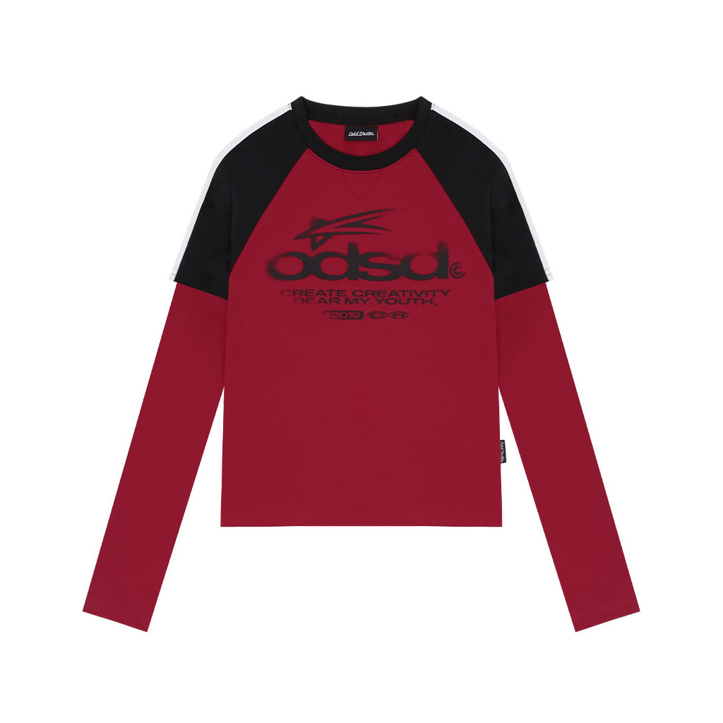 ODSD Cut-off Cover Stitch Semi-Crop T-shirt - black