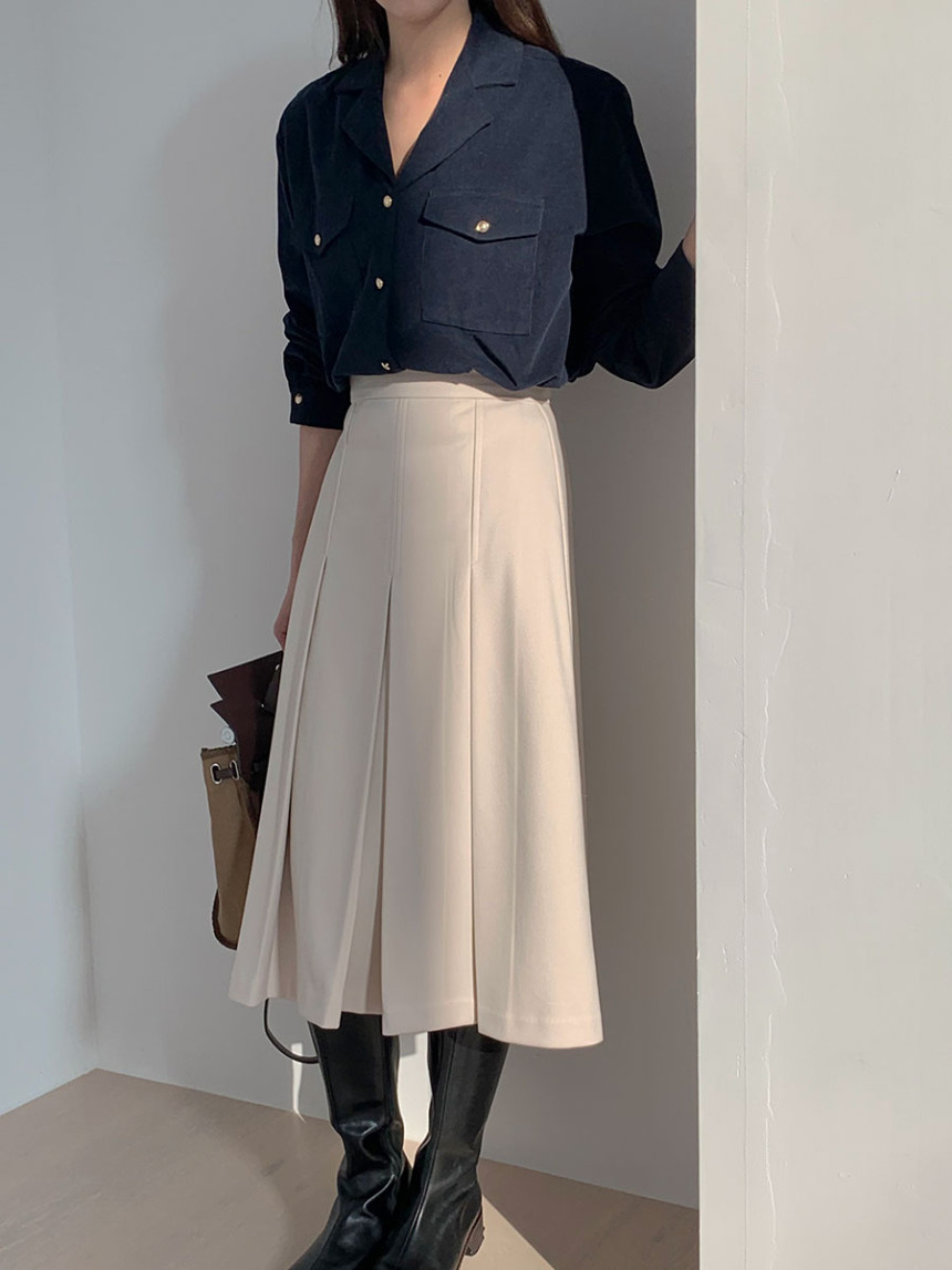 タック入りAラインロングプリーツスカート2color | ファッション