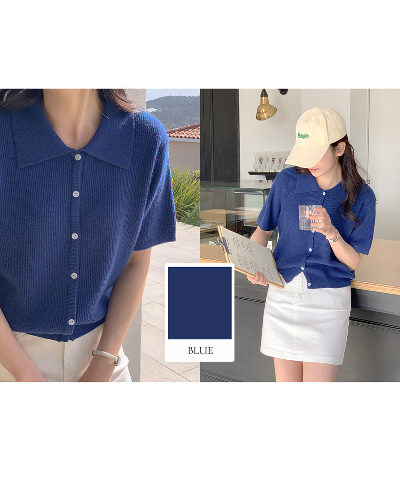 original/S-L]半袖リブニットカーディガン | ファッション通販