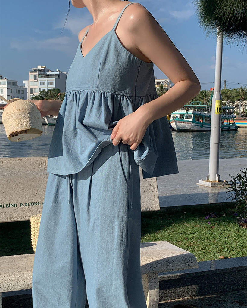 original/S-XL]ノンフェイドワイドゴムデニムパンツ | ファッション