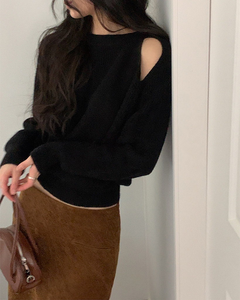 スリットショルダー長袖ニット | ファッション通販サイト NUGU