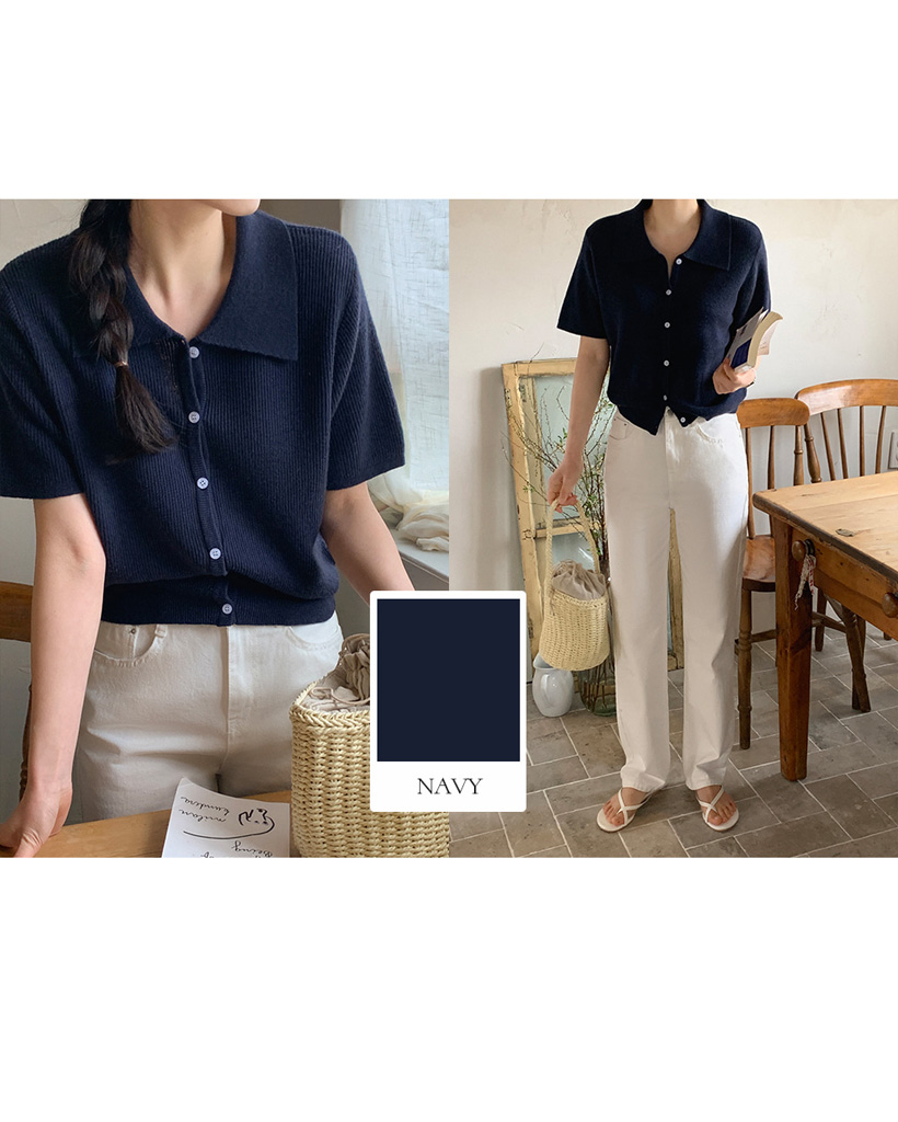 original/S-L]半袖リブニットカーディガン | ファッション通販